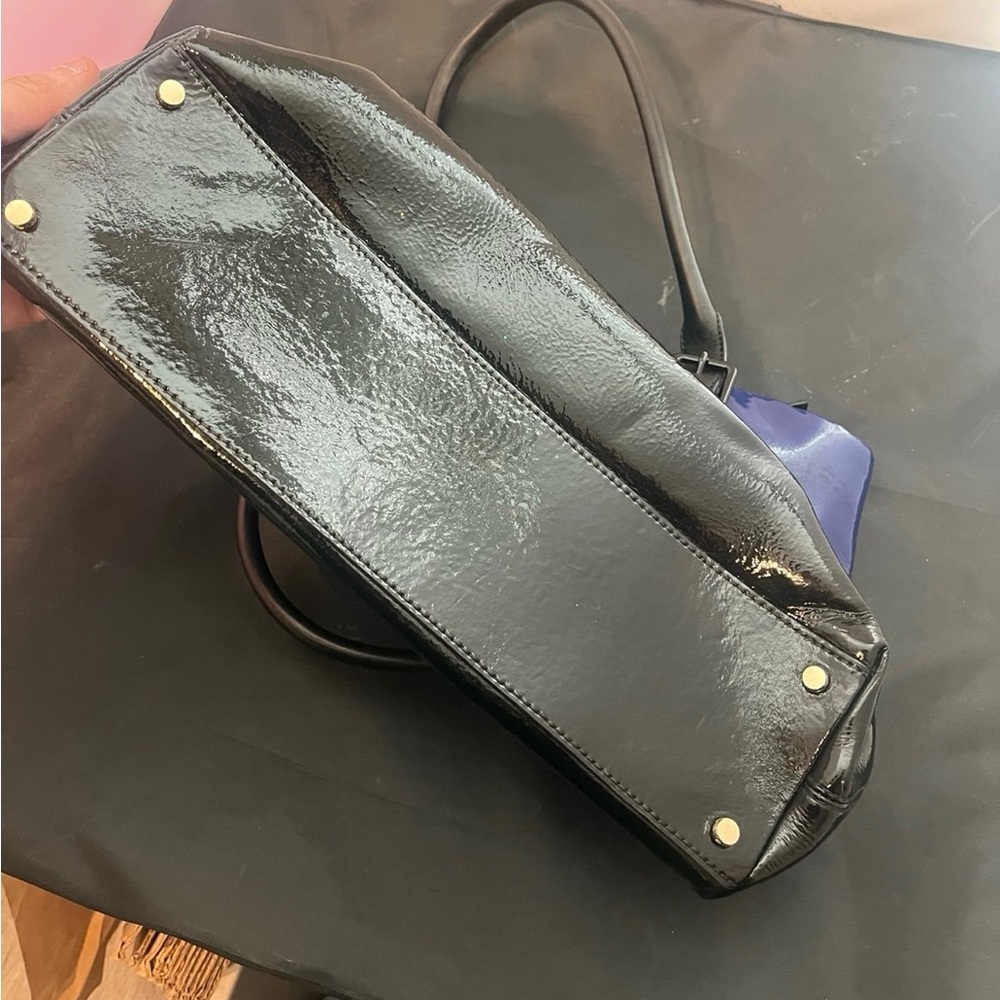 Kate Spade blue and black patent tote purse